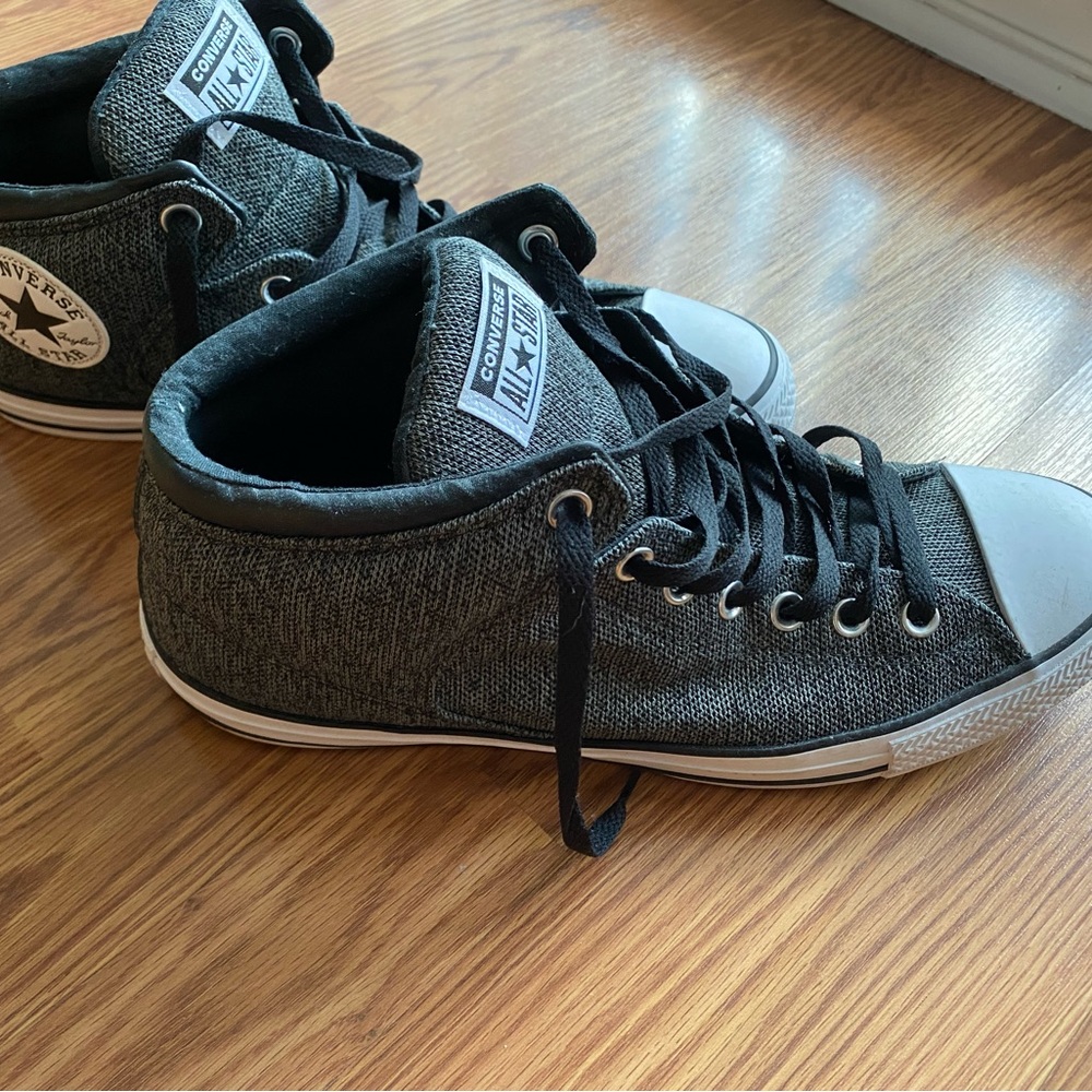 Converse Black and Gray Wool High-Top Sneakers